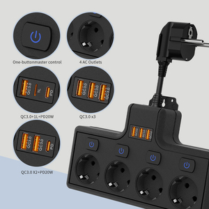 <strong>Multi</strong> <strong>Functional</strong> <strong>Socket</strong> European Standard Plug Short Wire 3-hole <strong>Multi</strong> Position 3 USB Plug Board - Product Image 4