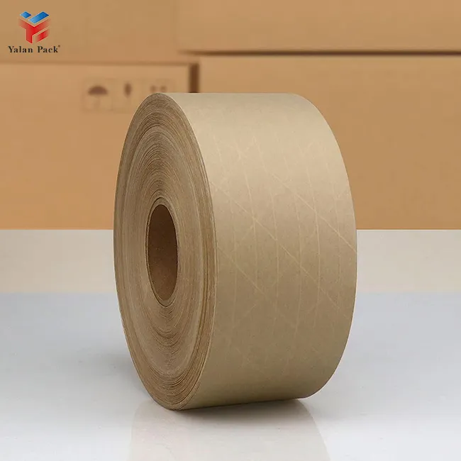 Ruban de papier Kraft professionnel renforcé ruban d'écriture adhésif activé par l'eau 9% offre impression emballage de rouleau acrylique étanche