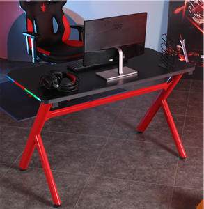 <strong>Customized</strong> Adjustable RGB LED Lights Gaming Desk Metal and Wooden Mesa PC Gamer <strong>Computer</strong> Table with Carbon Surface Cup Holder - Product Image 3