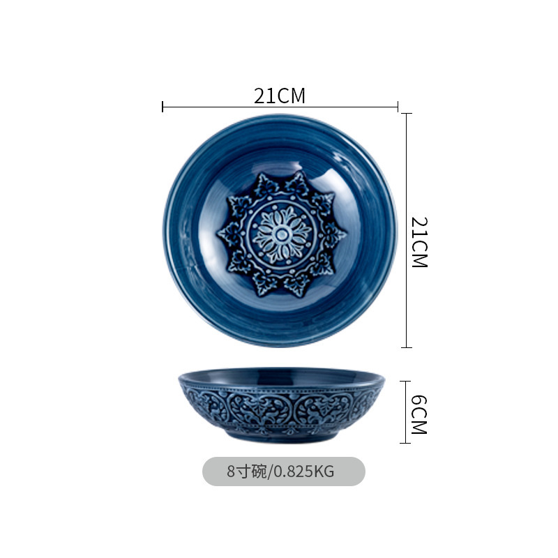 Bol bleu de 8 pouces
