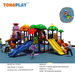 Outdoor Slide e treehouse tema natural Moda comercial diversões equipamentos crianças slides playground personalizado
