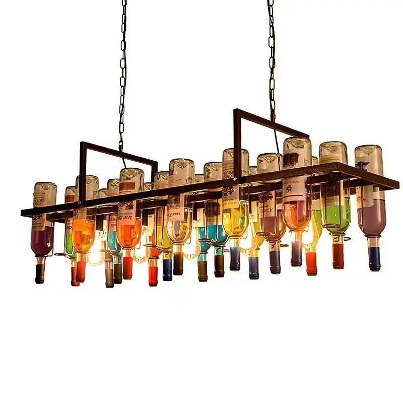 अमेरिकी रेट्रो औद्योगिक शैली लोहे के गिलास दीपक शराब की बोतल सजावटी दीपक कॉफी रेस्तरां रचनात्मक व्यक्तित्व बार chandelie