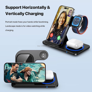 スタンドロゴスマートフォンユニバーサルフォンスマートウォッチ高速充電ステーション折りたたみ式3 In 1ワイヤレス充電器for Apple - Product Image 4