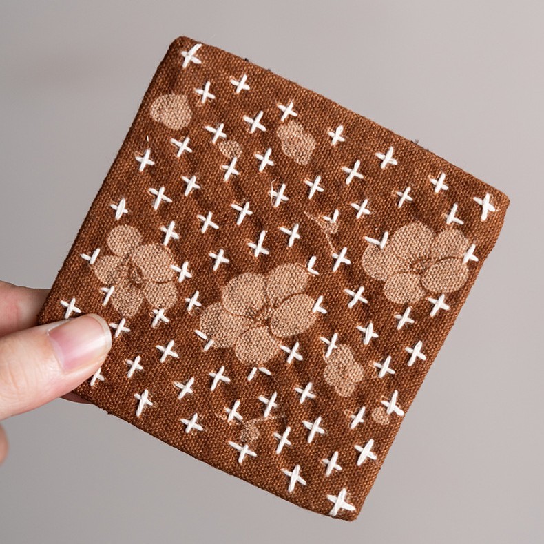 Posavasos de Lona Flor de Ciruelo - Cuadrado para Café