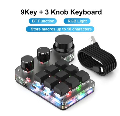 9 touches 3 bouton noir BT RGB clavier
