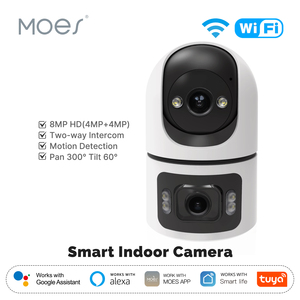 Moes Tuya WiFi Smart Camera interna 8MP obiettivo doppio schermo 2.4G/5G di rilevamento del movimento di visione notturna a infrarossi Auto traccia Audio bidirezionale - Product Image 3