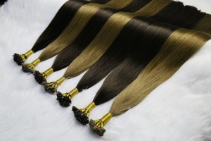 Hazır gemi yüksek kalite manikür hizalanmış çift çizilmiş Keratin İpuçları düz stil bakire saç ekleme boyalı düz İpucu uzantıları - Product Image 2