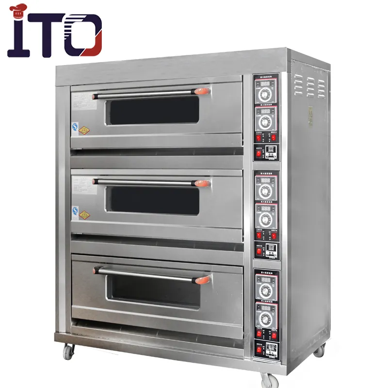 Attrezzature da forno A Gas Professionale Forno per il Pane 3 Strati 6 Vassoi Pizza Torta di Pane Macchina di Cottura Attrezzature