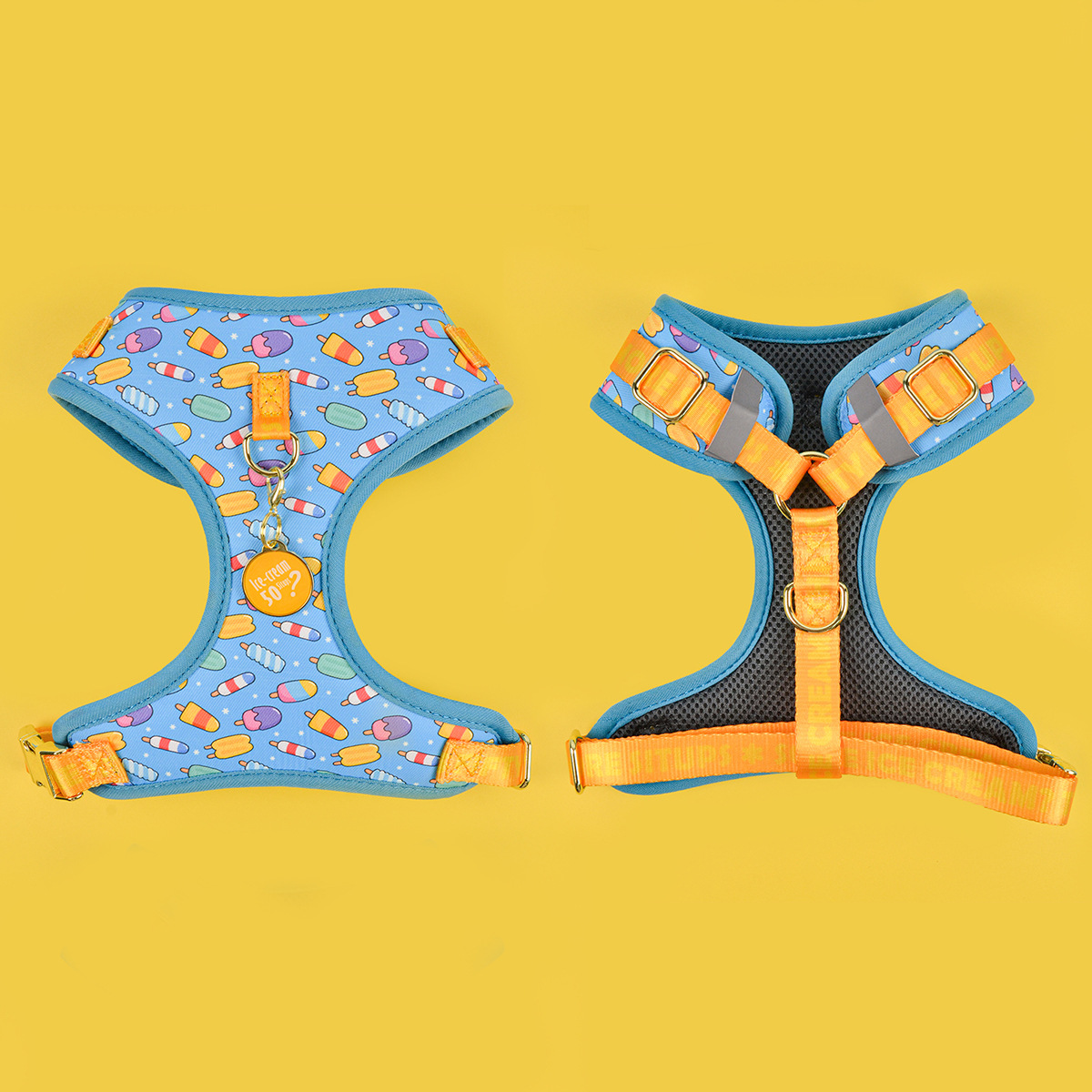 Blue Ice Cream Harness+ID TAG