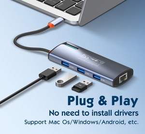 Dnio DS-16H מספר יציאות extender usb 3.0 pd100w מתאם מטען עבור טלפון נייד נייד נייד מחברת רב פונקציה עגינה עגינה