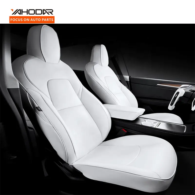 Yahodar Car Accessories Interior Decoration Leather Or Nappa Seat Covers Fully Wrapped Seat Protector For Tesla