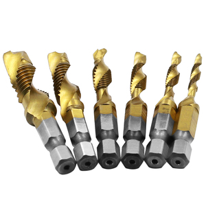 6pcs M3-M10六角柄镀钛螺纹丝锥钻头套装Hss 4341螺纹公制钻头 - Product Image 5