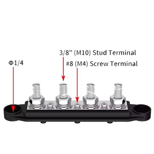 Hot Sale High Current <strong>250A</strong> Power Distribution Terminal Block Pure Copper <strong>Busbar</strong> 4 X M10 Studs 6 X M4 #8 Screws for Car - Product Image 6