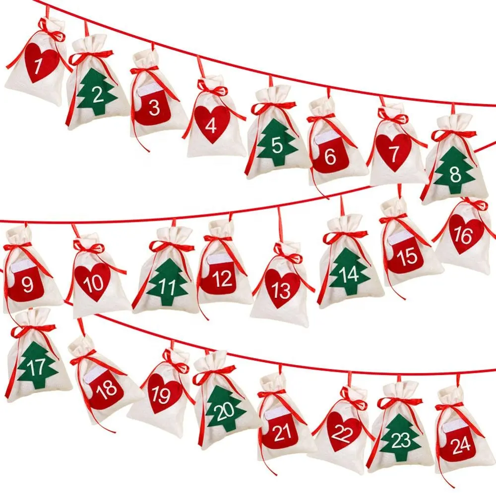 Ourwarm Decorazioni Di Natale 24 o 31 Giorni Di Natale Conto Alla Rovescia Feltro Borse Avvento Calendario