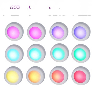 <strong>Wireless</strong> Under Cabinet Lights LED Puck Light RGB 12Color Dimmable Touch <strong>Sensor</strong> Night Lamp for Closet Wardrobe Stair Kitchen - Product Image 2