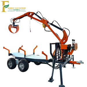 Forestey Gasoline Firewood Log Trailer with <strong>Timber</strong> Loader Cranes Core Engine Components Tree Logging Grapple - Product Image 1