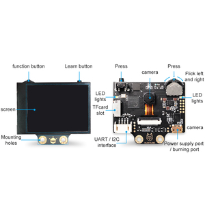 Sensor de visión AI HUSKYLENS con pantalla IPS para Raspberry Pi LattePanda Micro Bit Kit de cámara de seguimiento de objetos fácil de usar