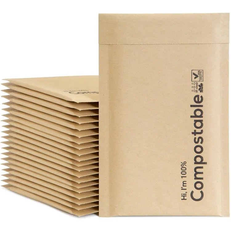 4x8 Biodegradable Bubble Mailer Mailing Bags Kraft Paper Bubble Mail Bag Padded Packaging Wrap Envelopes Express Bag