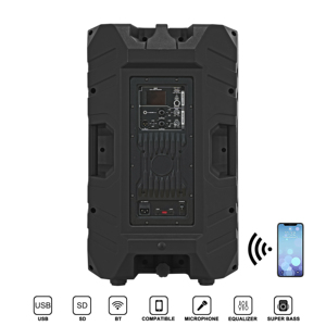 Sistema de altavoces PA de audio profesional activo y de alto rendimiento de 15 pulgadas con mezclador de 2 canales y amplificador LCD DSP multicolor - Product Image 5