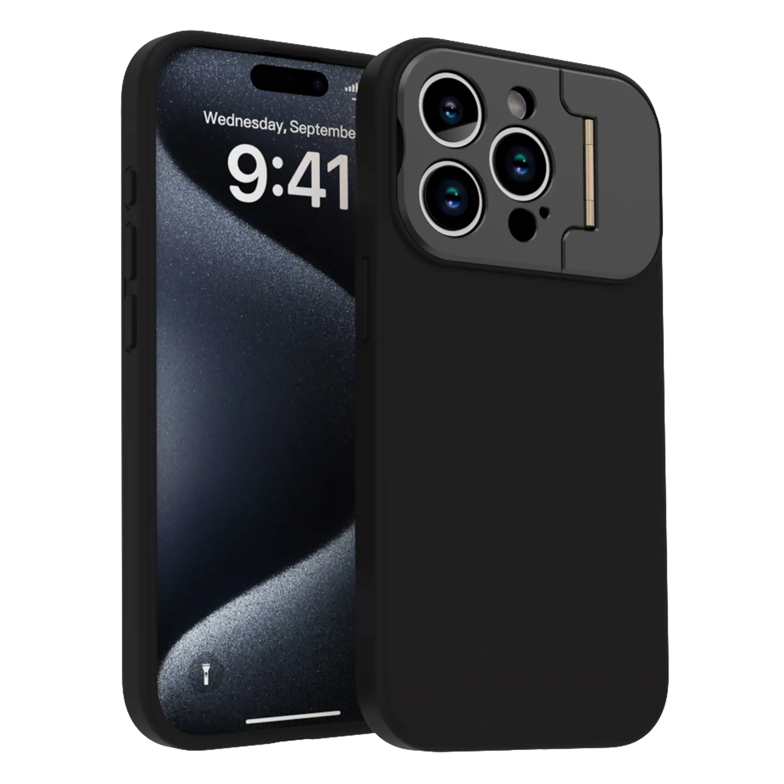 충격 방지 소프트 액체 실리콘 카메라 스탠드 홀더 iPhone 14 Pro 케이스 미끄럼 방지 디자인의 휴대 전화 케이스