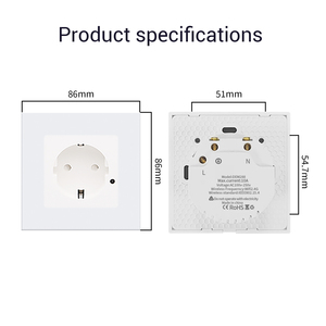 欧盟英国WiFi/Zigbee标准智能插座钢化玻璃触摸面板图雅墙壁开关工作谷歌阿列克谢家庭使用250v最大值。 - Product Image 6