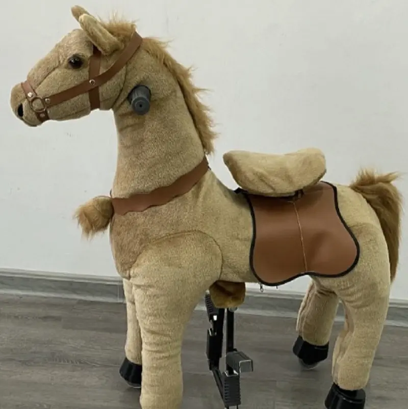 Caballo de juguete mecánico para montar, caballo de peluche, diseño de Animal de dibujos animados