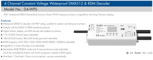 12V 24V 36V 48V IP67 Waterproof DMX Decoder RGB RGBW DMX512 RDM <strong>Controller</strong> Digital <strong>PWM</strong> LED Dimmer 4 channel 16bit 8bit - Product Image 6