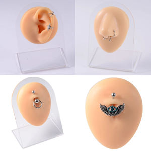 Insan kulak burun modeli yumuşak silikon vitrin modeli stentler ile sahte gerçek yapay Piercing Model ekran aracı Piercing takı - Product Image 3