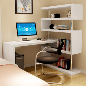 Escritorios de ordenador modernos para oficina en casa, mesa de estudio de escritura con estantería - Product Image 2