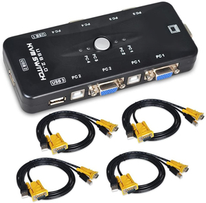 4-Port <strong>KVM</strong> <strong>Switch</strong> Box with USB VGA Cables Plug and Play PC Monitor Keyboard Mouse <strong>Switches</strong> for Computer in Stock
