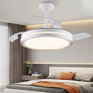 Stylish New Retractable LED Fan with Remote Control Fandelier Ceiling Mount <strong>Light</strong> 5-Year Warranty <strong>ERP</strong> CE Report Memory Fan <strong>Light</strong>