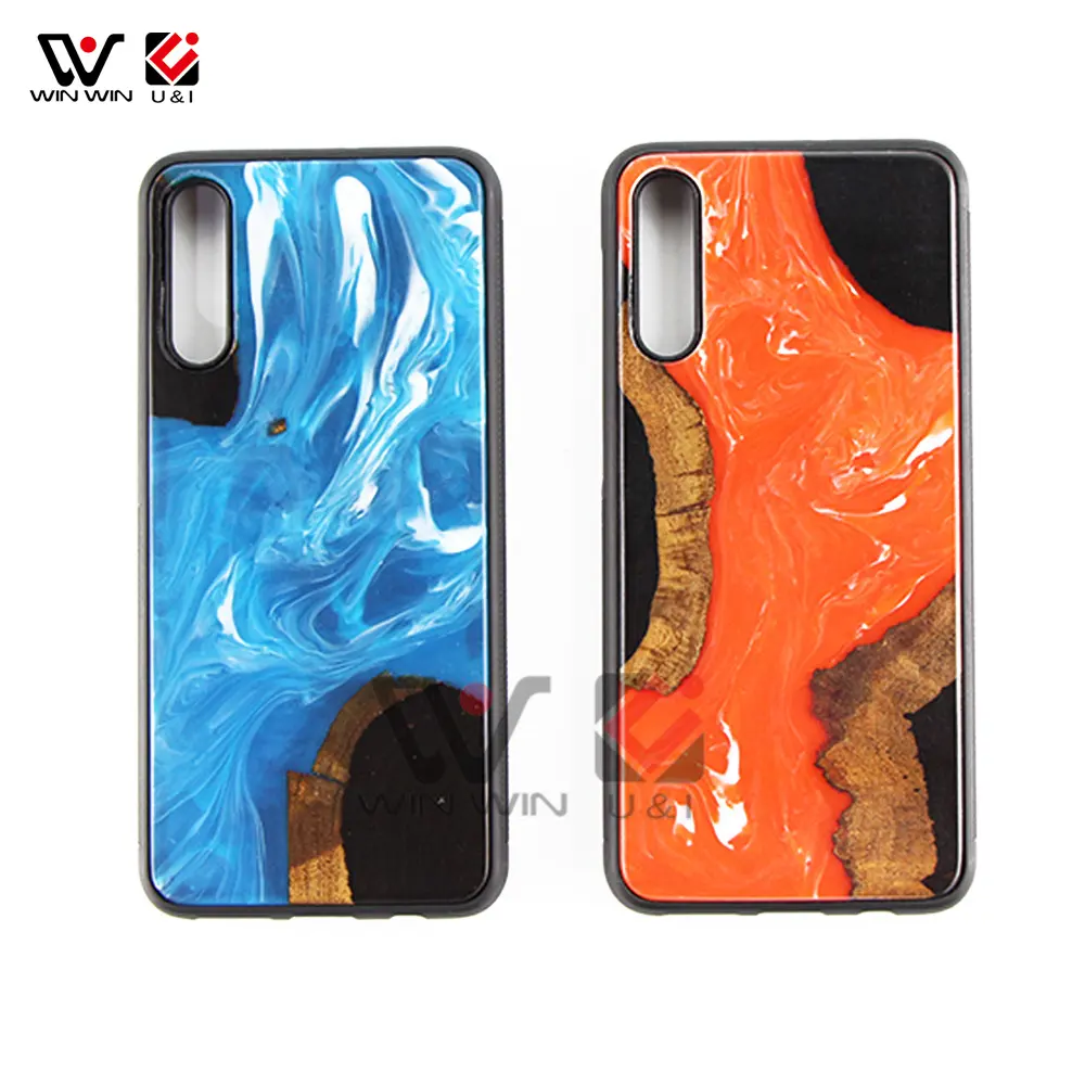 Unique TPU Mould Epoxy Resin Wood Colorful Stylish Protective Phone Cover Case for iPhone 11