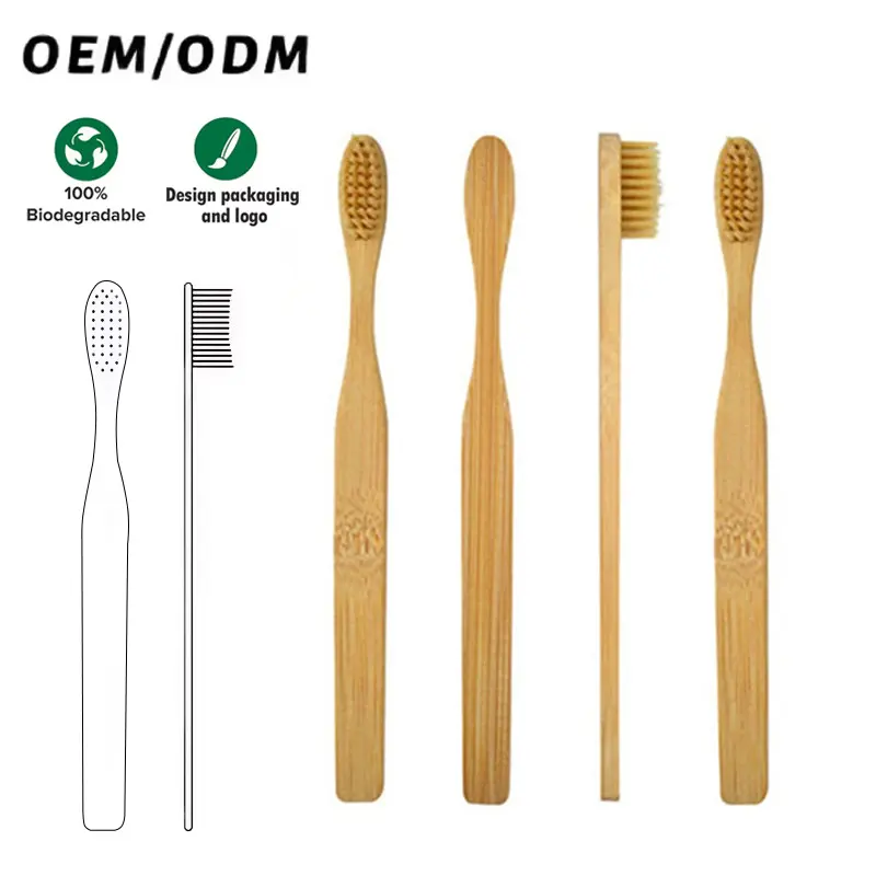 Одобренная CE натуральная Мягкая шерстяная многоразовая биоразлагаемая бамбуковая зубная щетка для отеля с деревянной ручкой бамбуковая зубная щетка для отеля