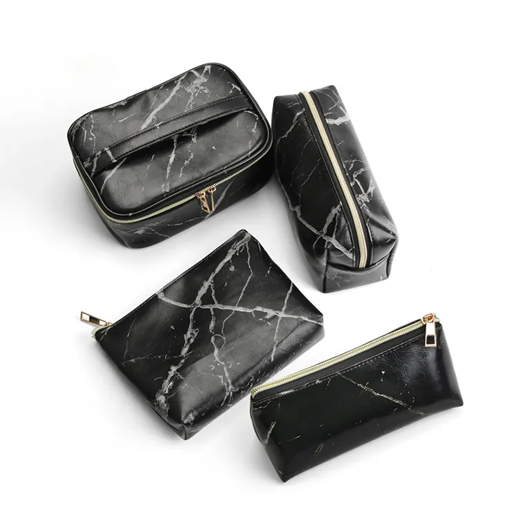 Marble Bag Set Cosmetic Bags & Cases Preto Branco Zipper Pouch BH Moda Logo Couro Veludo Luxo Viagem Jóias Caso 10 Conjuntos