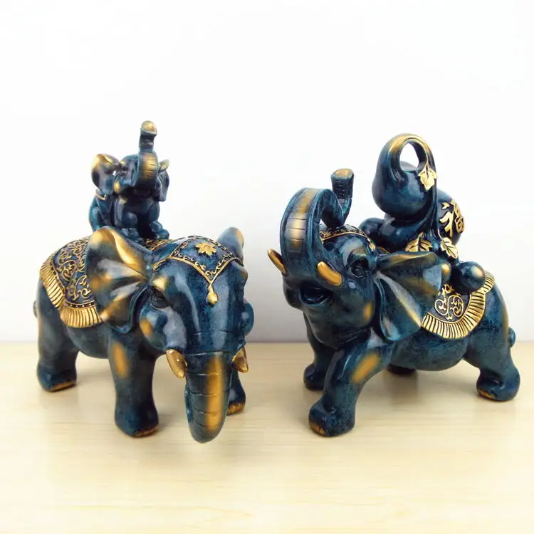 High End Fengshui Elephants Office Desk Decoration Item Resin Suerte Elefantes Luxury Elephant Family Home Decor Retail