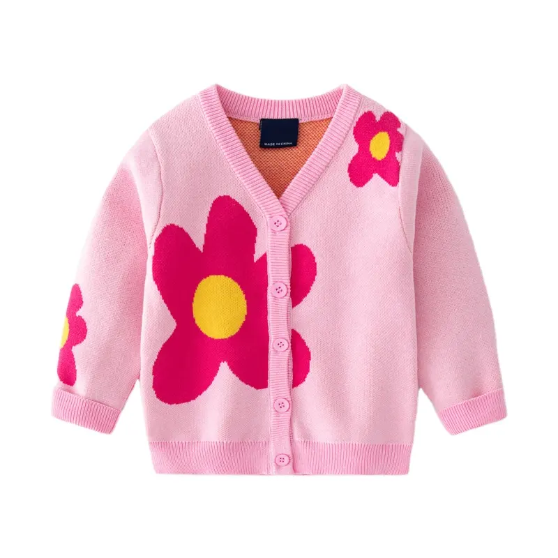 Custom OEM & ODM kids sweater baby cotton knitwear girls cartoon knit jumpers pullover baby girl knit sweater