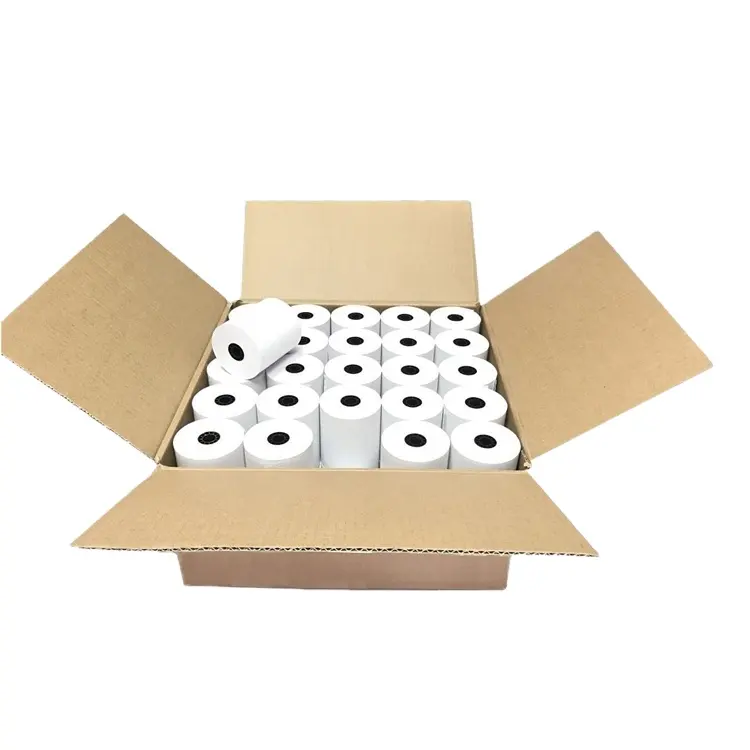 Rollos de papel térmico de larga vida de la imagen 2 1/4 ''x 50 'y 80x80mm Pos Paper 50 Rolls Box Papel de caja registradora