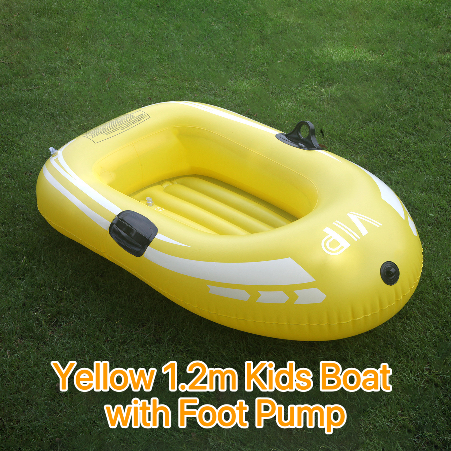 Yellow-1.2m kids boat with foot pump