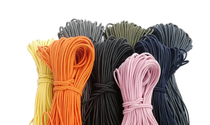 Cuerda elástica con núcleo de látex negro, cuerda elástica trenzada a mano para textiles para el hogar, listas para cuentas de cuerda con etiquetas ropa, zapatos