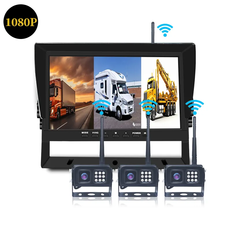 10,1 Zoll WLAN-Rückfahrsystem WLAN-DVR-Monitor 4CH 1TB Karte 1080P eingebautes DVR-Reverse-Camera-Monitor