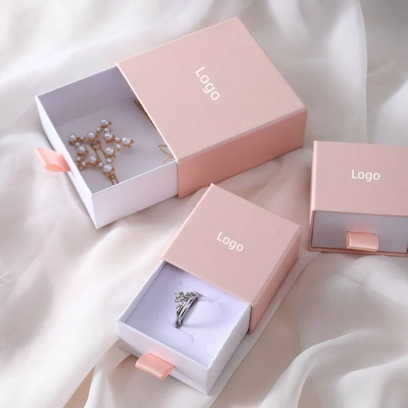 Benutzer definierte Großhandel Logo Starre heraus ziehbare Schublade Box Fancy Ring Geschenk box für Schmuck Zubehör Lagerung Halskette Schmucks cha tulle