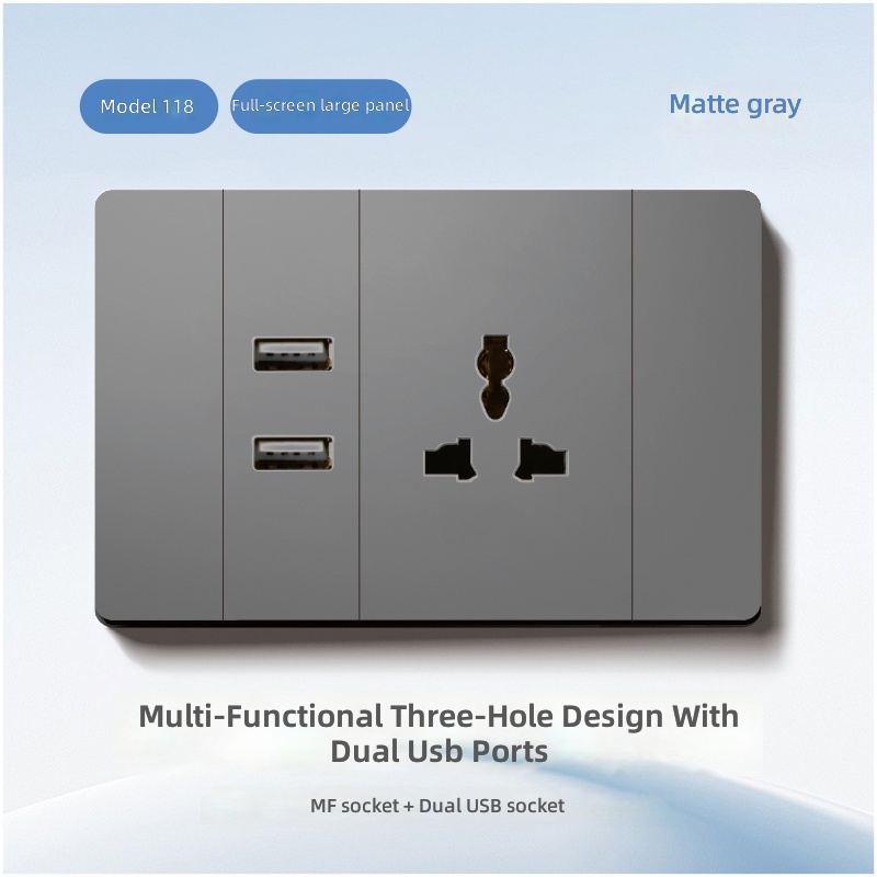 Three hole + Dual USB ports