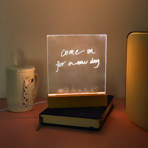 Yaratıcı yeniden yazılabilir Memo 3d akrilik masa lambası kişiselleştirilmiş kalp boş mesaj paneli notu kurulu yazma Led gece lambası tabanı - Product Image 1