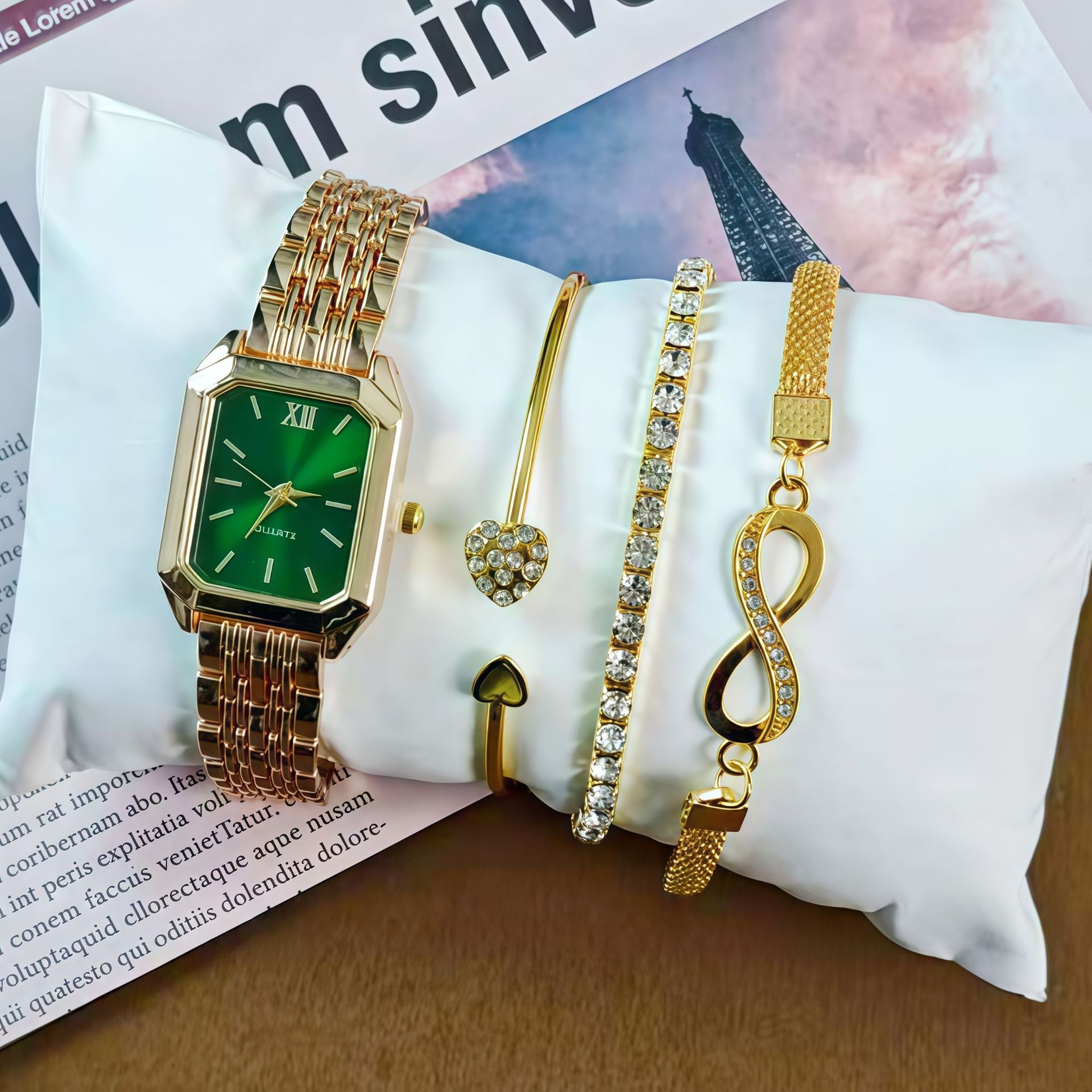 17 gold green, 4pcs set, no box