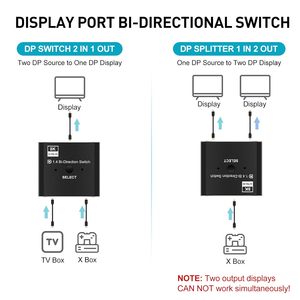 双方向DPスイッチセレクターボックス2x1または1x2 8K30Hz双方向DP 1.4スイッチャー4K120Hz手動DisplayPortスプリッター - Product Image 2
