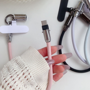 Multi Charger 30cm Data USB Nylon Cable <strong>2</strong> <strong>in</strong> <strong>1</strong> USB C to C Charging Cable 60W 3A Fast Charging Wrist Strap Lanyard USB Cable - Product Image 3