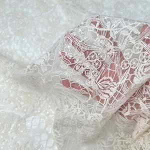 YY nouvelle mode Floral feuille Design Nylon maille Base fil de coton luxe paillettes dentelle broderie tissu pour vêtements et mariage - Product Image 2