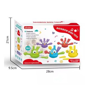 ITTL erken Montessori DIY eğitici oyuncaklar sevimli kuş evcil bebeğin duyusal oyuncaklar kuş tüyleri eklemek bulmaca gökkuşağı kuş oyuncaklar - Product Image 5