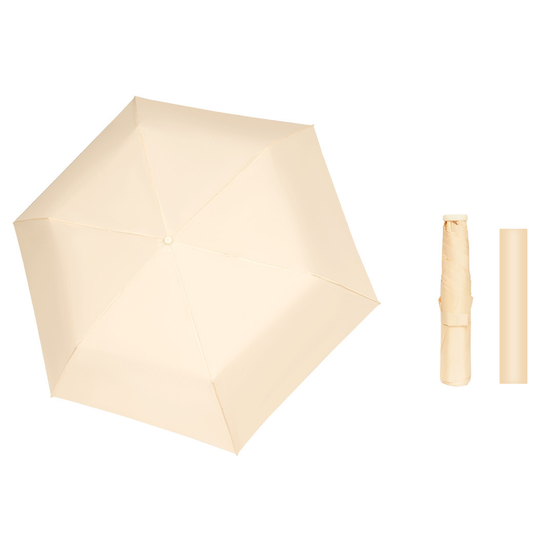 Paraguas lápiz portátil ultraligero de 110g, color amarillo crema.