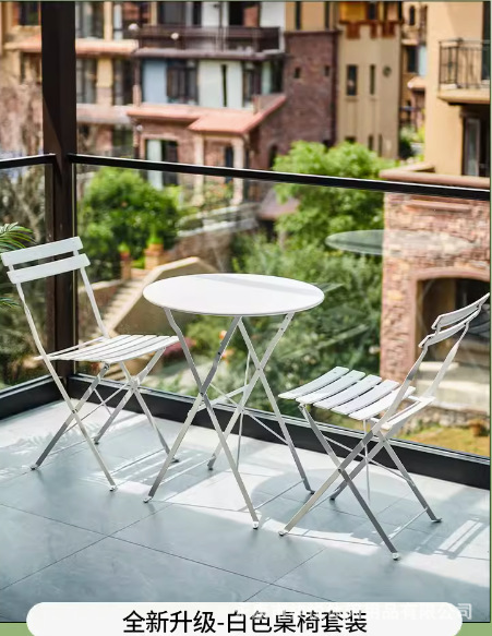 Pearl white-one table and two chairs